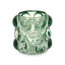 Bougeoir Microsphères Vert Verre 8,4 x 9 x 8,4 cm (12 Unités)