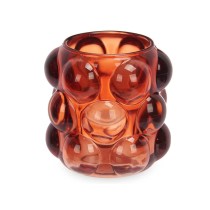 Bougeoir Microsphères Orange Verre 8,4 x 9 x 8,4 cm (12 Unités)