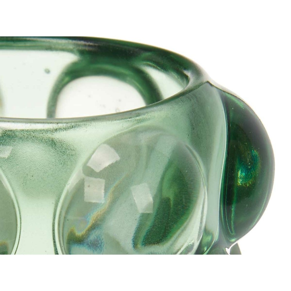 Bougeoir Microsphères Vert Verre 8,4 x 9 x 8,4 cm (12 Unités)