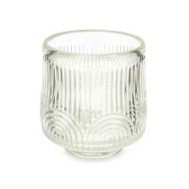 Candleholder Stripes Transparent Crystal 7,5 x 7,8 x 7,5 cm (12 Units)