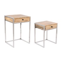 Satz mit 2 Tischen Home ESPRIT Braun Silberfarben natürlich Stahl Mango-Holz 45,5 x 41 x 66,5 cm