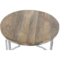 Set of 3 tables Home ESPRIT Brown Silver Natural Steel Mango wood 49,5 x 49,5 x 62 cm