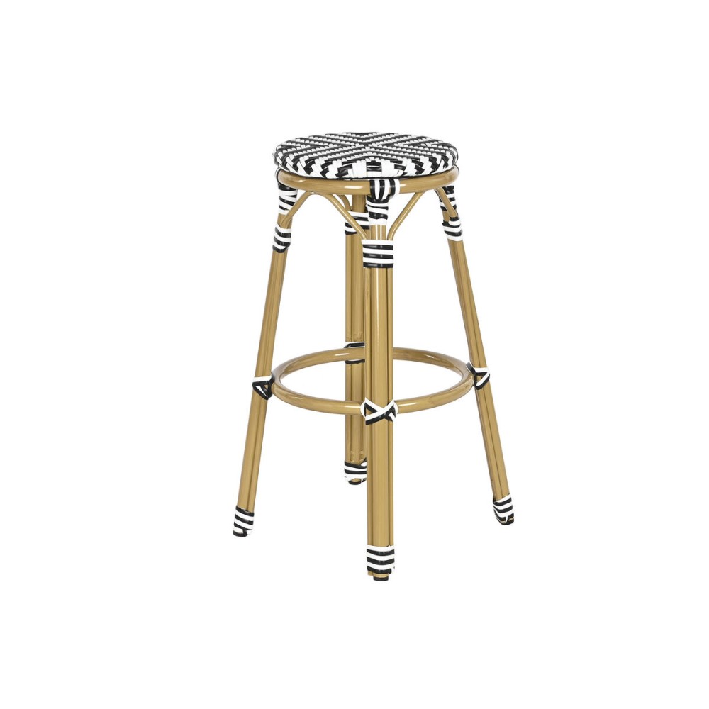 Stool Home ESPRIT Bicoloured Metal synthetic rattan 39,5 x 39,5 x 74,5 cm