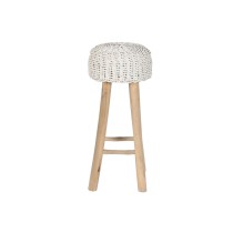 Tabouret Home ESPRIT Blanc Naturel Teck Fibre 32 x 32 x 75 cm