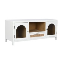 TV furniture Home ESPRIT White Crystal Paolownia wood 120 x 40 x 50 cm