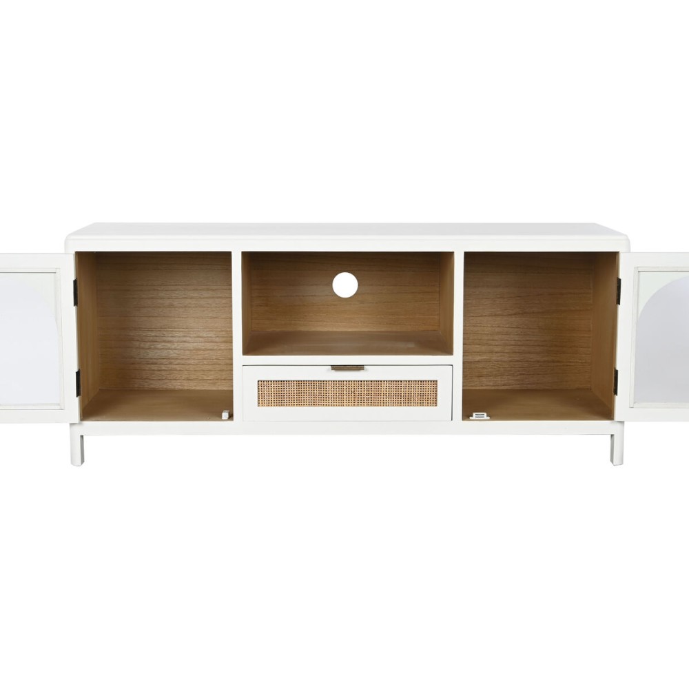 TV furniture Home ESPRIT White Crystal Paolownia wood 120 x 40 x 50 cm