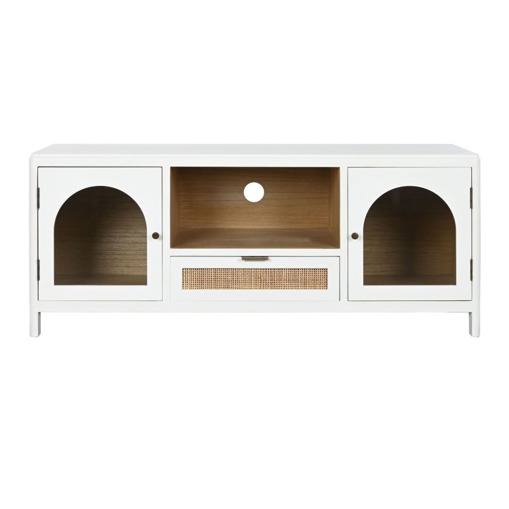 TV furniture Home ESPRIT White Crystal Paolownia wood 120 x 40 x 50 cm