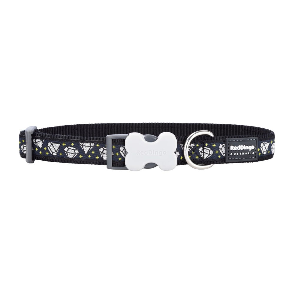 Hundehalsband Red Dingo STYLE DIAMOND Schwarz 31-47 cm