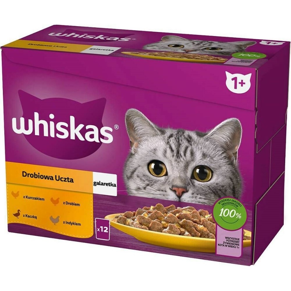 Aliments pour chat Whiskas                                 Poulet Dinde Canard Oiseaux 12 x 85 g