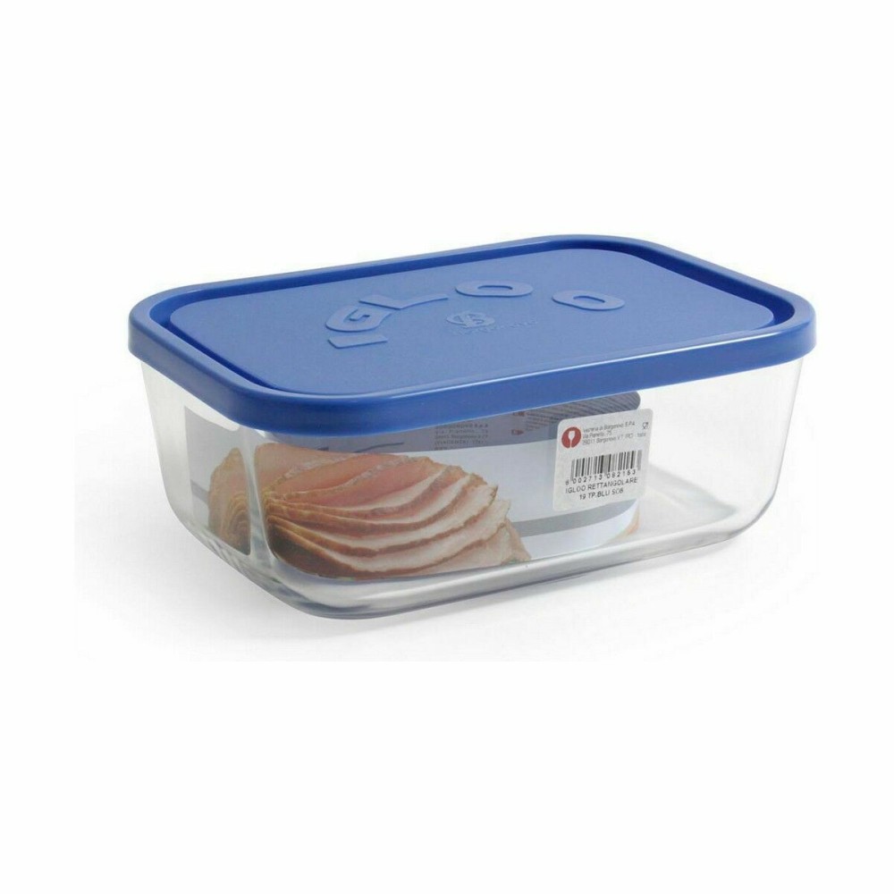 Lunch box Borgonovo Blue Rectangular 1,3 L 19 x 13,5 x 7,2 cm (12 Units)