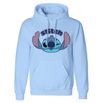 Sweat à capuche unisex Stitch Cute Face Bleu