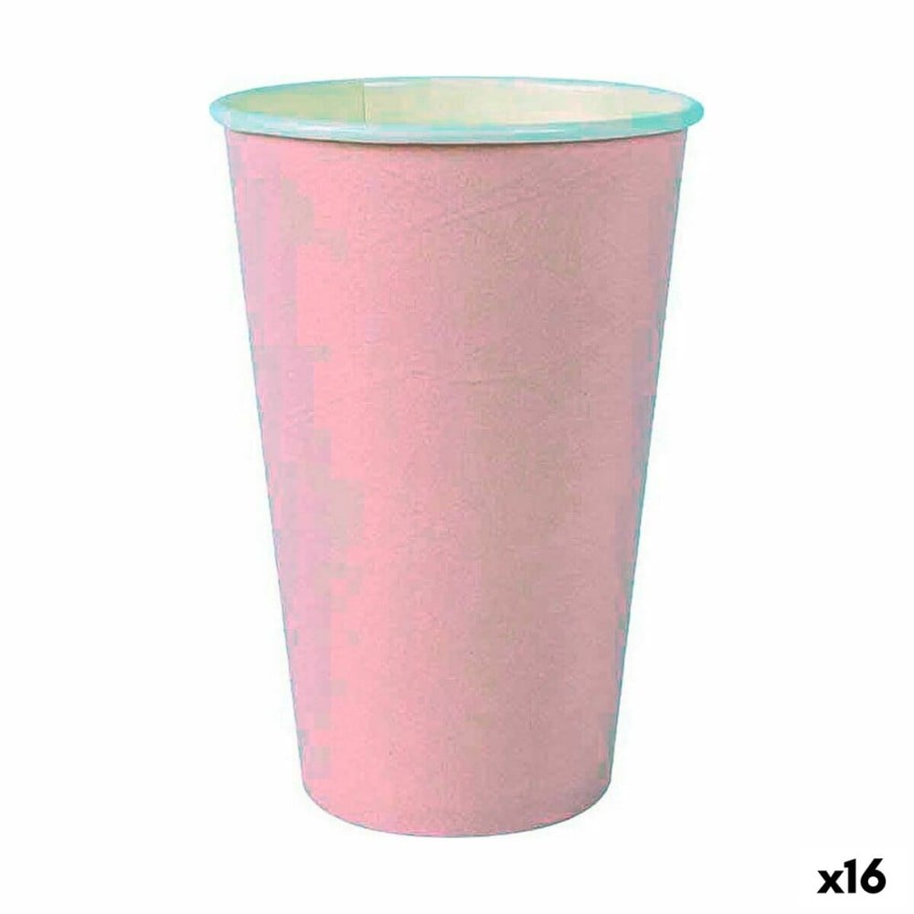 Set of glasses Algon Disposable Cardboard Pink 7 Pieces 450 ml (16 Units)