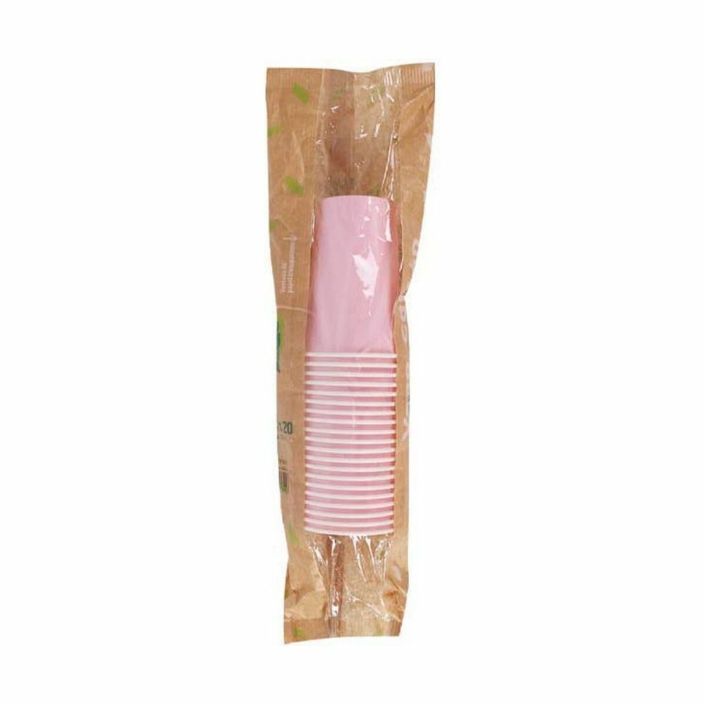 Set of glasses Algon Disposable Cardboard Pink 20 Pieces 220 ml (20 Units)