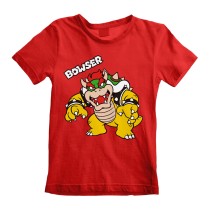 Kurzarm-T-Shirt für Kinder Super Mario Bowser Text Rot