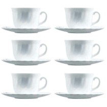 Set of Mugs with Saucers Luminarc Trianon (6 pcs) White Glass 220 ml (12 Pieces)