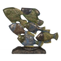 Figurine Décorative Bleu Marron Vert Poissons 60 x 11,5 x 52 cm