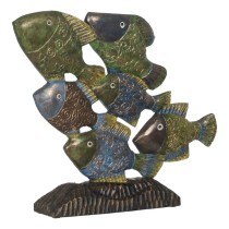 Deko-Figur Blau Braun grün Fische 60 x 11,5 x 52 cm