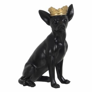 Decorative Figure Black Golden Dog 17 x 11,7 x 25,5 cm