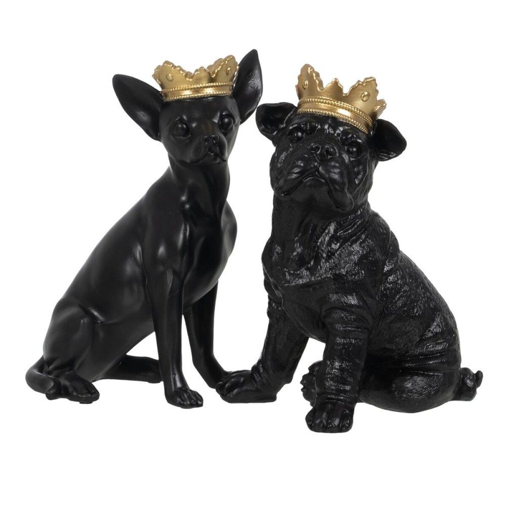 Deko-Figur Schwarz Gold Hund 15,5 x 18,4 x 25,5 cm