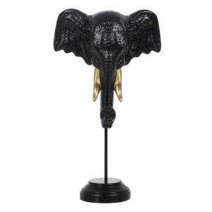 Figurine Décorative Noir Doré Eléphant 20,5 x 14,3 x 35,5 cm