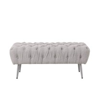 Banquette Home ESPRIT Gris Argenté Polyester Métal 103 x 46 x 42 cm