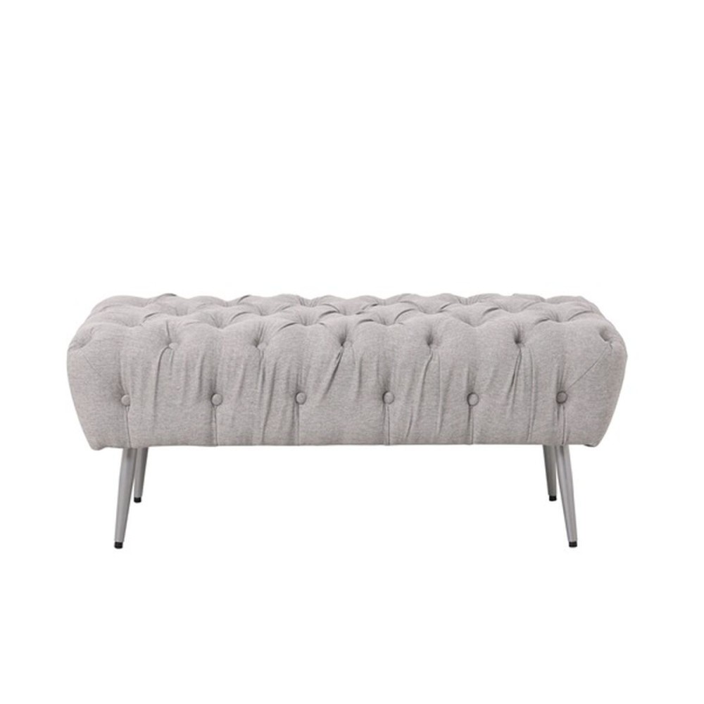 Hocker Home ESPRIT Grau Silberfarben Polyester Metall 103 x 46 x 42 cm