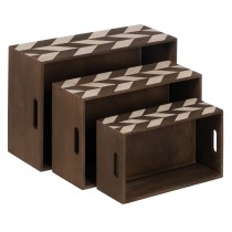 Set dekorativer Karten Braun natürlich Paulonia-Holz 44 x 31 x 18 cm (3 Stücke)