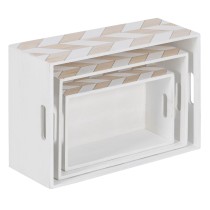 Set de boîtes décoratives Blanc Naturel Bois de paulownia 44 x 31 x 18 cm (3 Pièces)