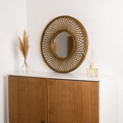 Wall mirror Vinthera Moa Rattan Natural 59 cm (4 Units)