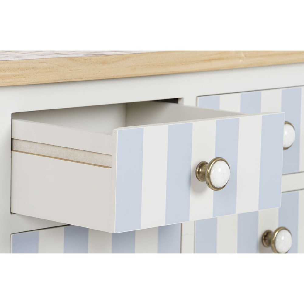 Console Home ESPRIT Bleu Blanc Bois de paulownia 103 x 35 x 80 cm