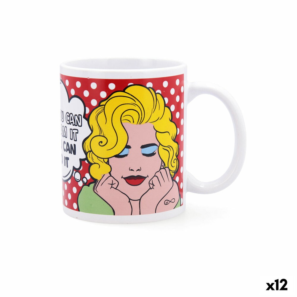 Cup Quid Pin Up Comics Multicolour Ceramic 330 ml (12 Units)