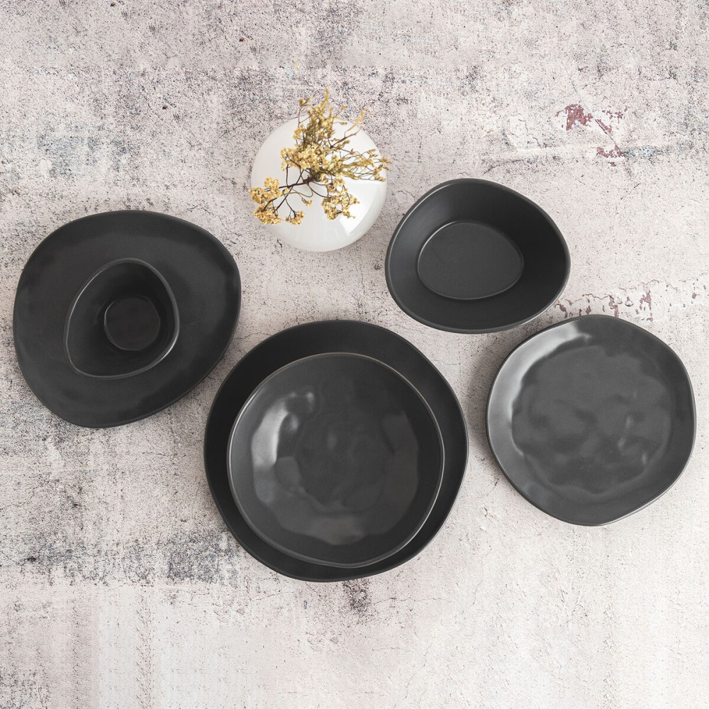 Assiette plate Bidasoa Cosmos Noir Céramique 23 cm (6 Unités)