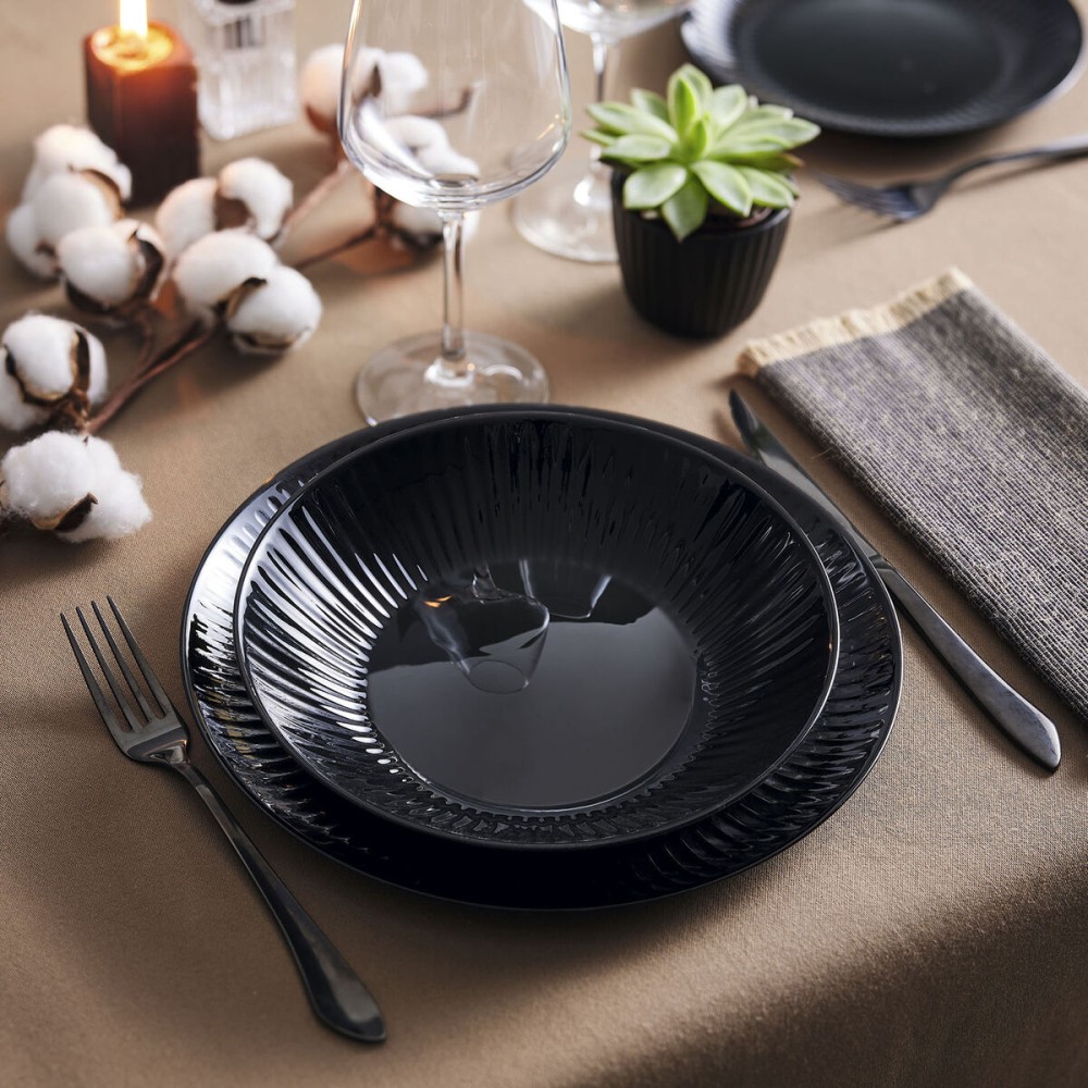 Assiette plate Luminarc Cottage Noir verre 25 cm (24 Unités)