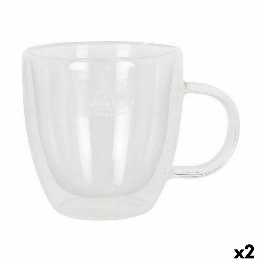 Lot de tasses Santa Clara Verre Borosilicaté 150 ml Thermique 2 Unités (2 Pièces)