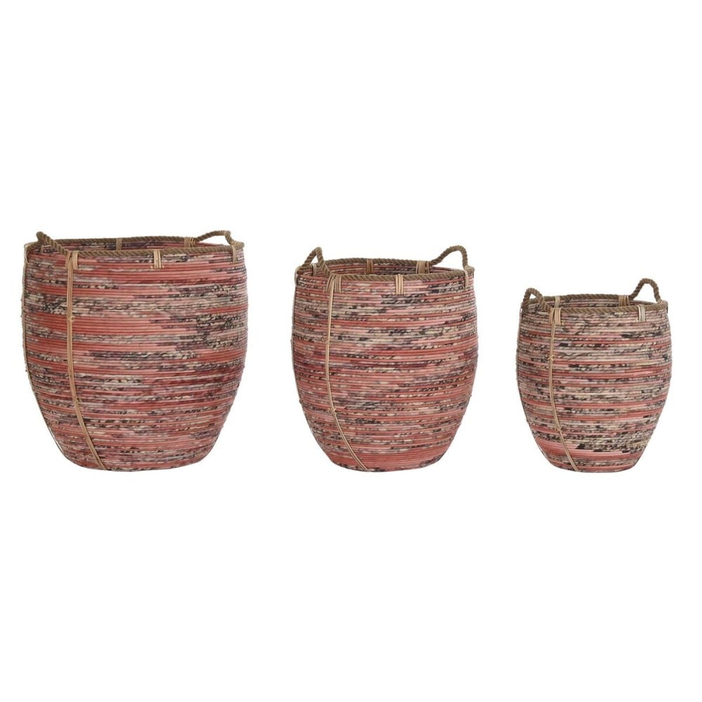 Korb-Set DKD Home Decor Pfirsich natürlich Boho 52 x 52 x 58 cm