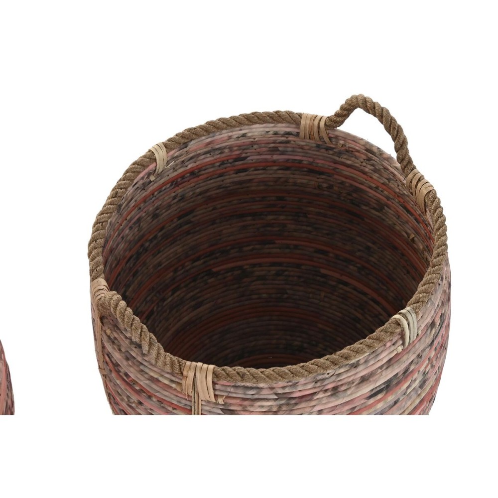 Basket set DKD Home Decor Peach Natural Boho 52 x 52 x 58 cm