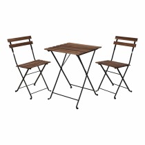 Ensemble Table + 2 Chaises IPAE Progarden Pliable Bois d'acacia Noir Naturel (3 Pièces)