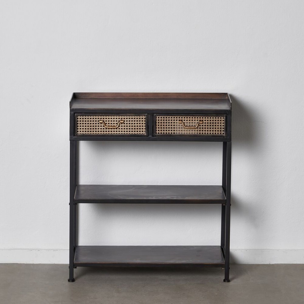 Hall Table with 2 Drawers BRICK Brown Black Iron 75,5 x 38 x 85 cm