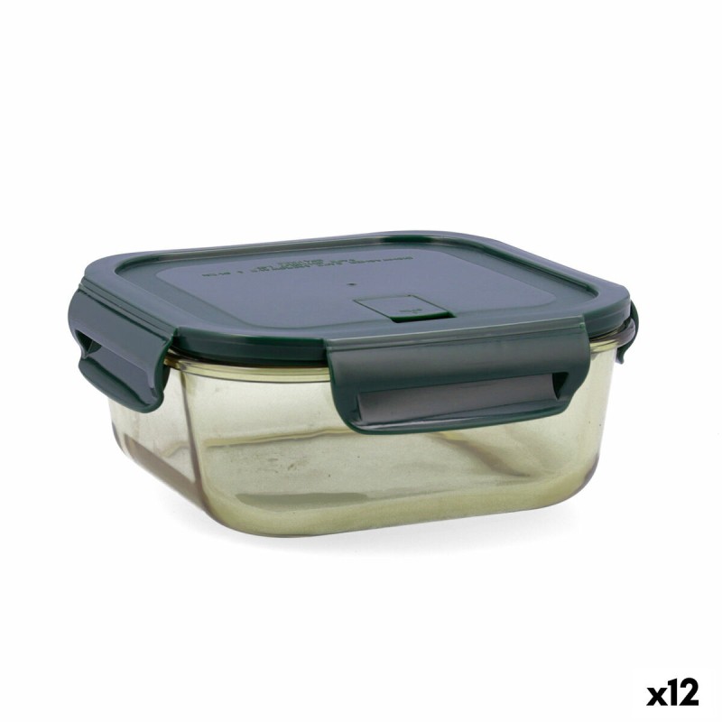 Lunchbox hermetisch Bidasoa Infinity karriert 1,1 L Gelb Glas (12 Stück)