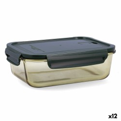 Lunchbox hermetisch Bidasoa Infinity rechteckig 1,5 L Gelb Glas (12 Stück)