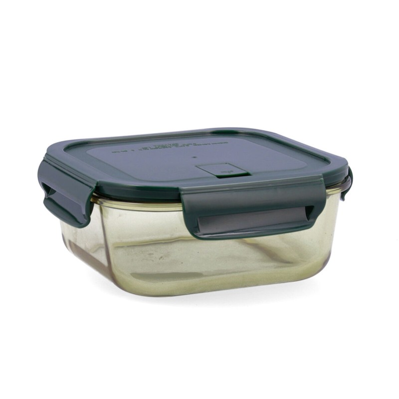 Lunchbox hermetisch Bidasoa Infinity karriert 1,1 L Gelb Glas (12 Stück)