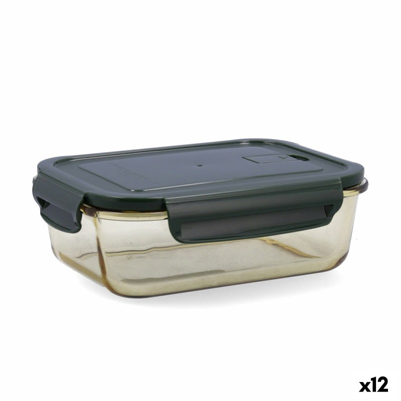 Lunchbox hermetisch Bidasoa Infinity rechteckig 1,04 L Gelb Glas (12 Stück)