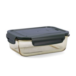 Lunchbox hermetisch Bidasoa Infinity rechteckig 1,04 L Gelb Glas (12 Stück)