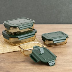 Lunchbox hermetisch Bidasoa Infinity rechteckig 1,04 L Gelb Glas (12 Stück)