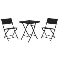 Tisch-Set mit 2 Stühlen Home ESPRIT Schwarz Stahl Synthetischer Rattan 58 x 58 x 71,5 cm