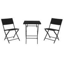 Tisch-Set mit 2 Stühlen Home ESPRIT Schwarz Stahl Synthetischer Rattan 58 x 58 x 71,5 cm