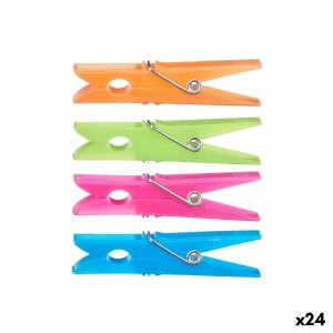 Clothes Pegs Multicolour Plastic 24 Pieces Set (24 Units)