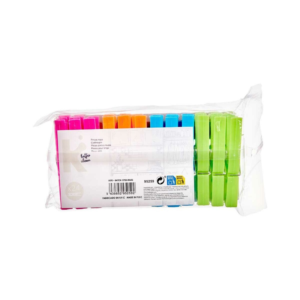 Pinces à linge Multicouleur Plastique 24 Pièces Lot (24 Unités)