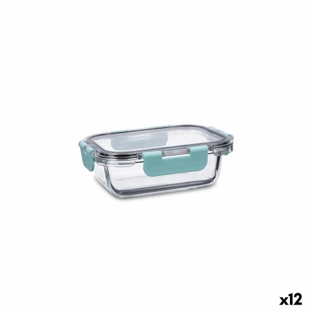 Hermetic Lunch Box Quid Purity Rectangular 370 ml Transparent Glass (12 Units)