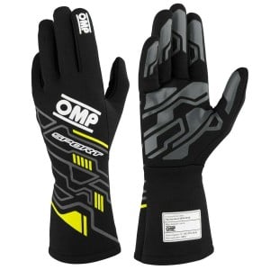 Gants de conduite pour hommes OMP SPORT Noir/Jaune M